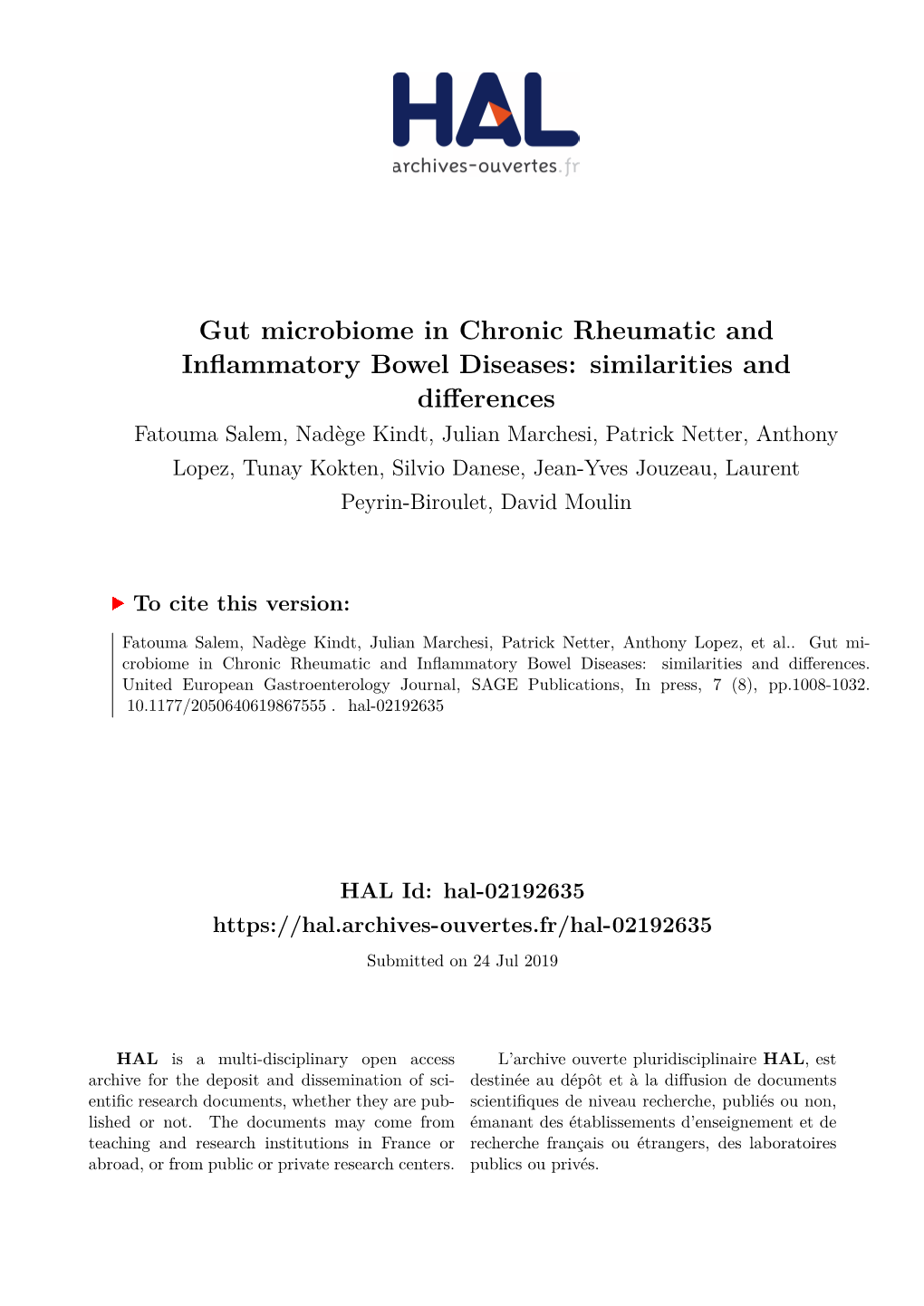 Gut Microbiome in Chronic Rheumatic and Inflammatory Bowel Diseases