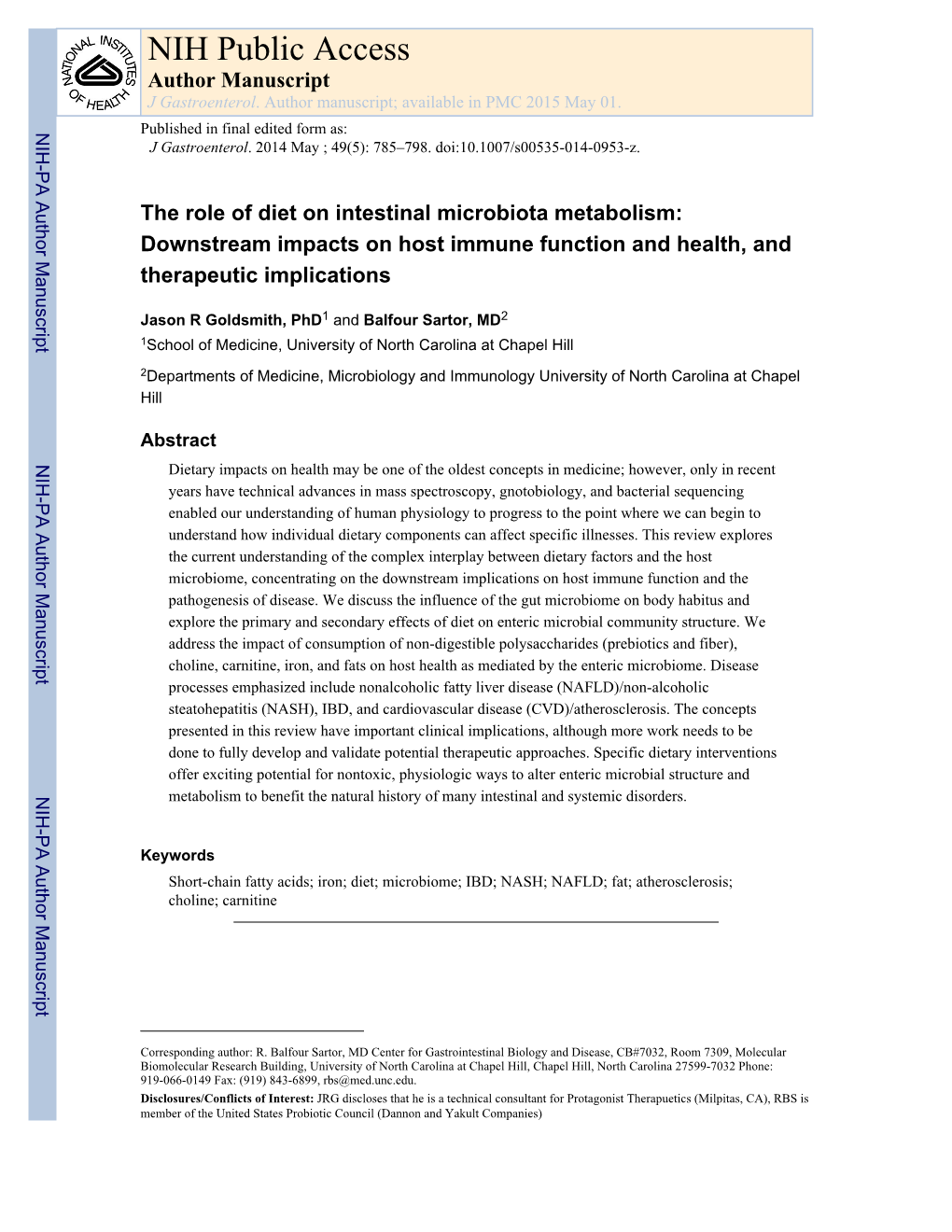 NIH Public Access Author Manuscript J Gastroenterol