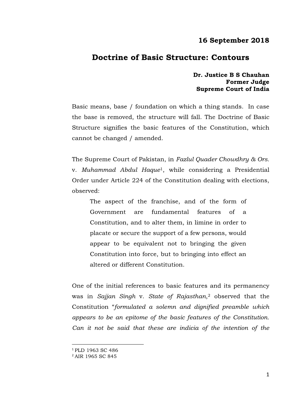 Doctrine of Basic Structure: Contours