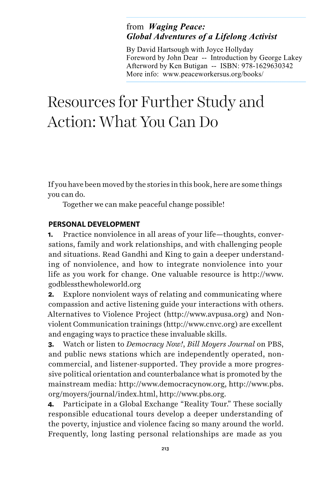 Resources for Further Study and Action: What You Can Do