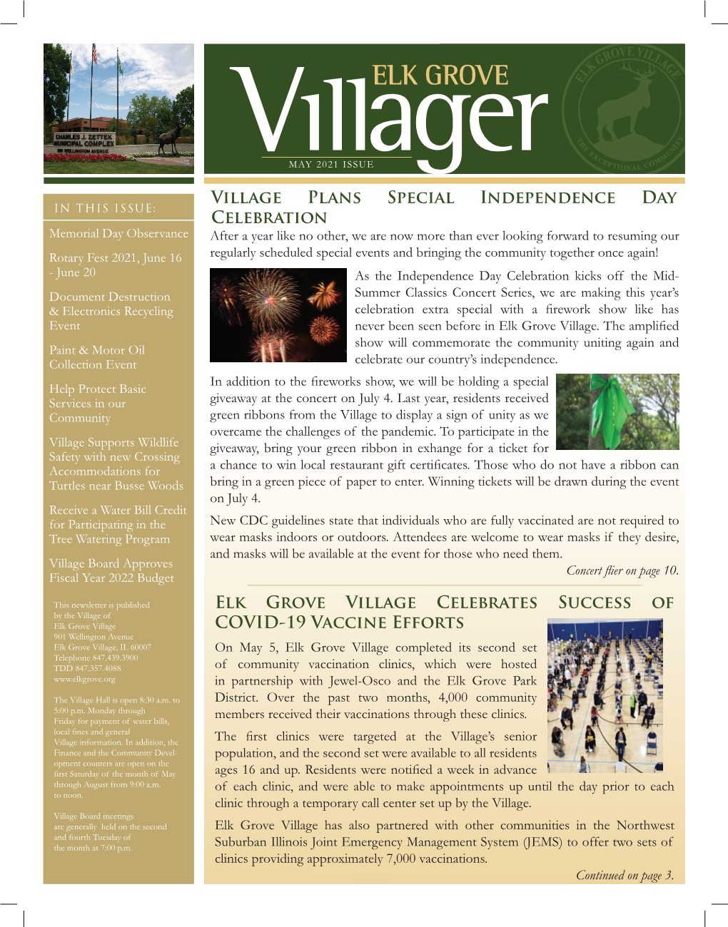 Village Plans Special Independence Day Celebration Elk Grove Village Celebrates Success of COVID-19 Vaccine Efforts