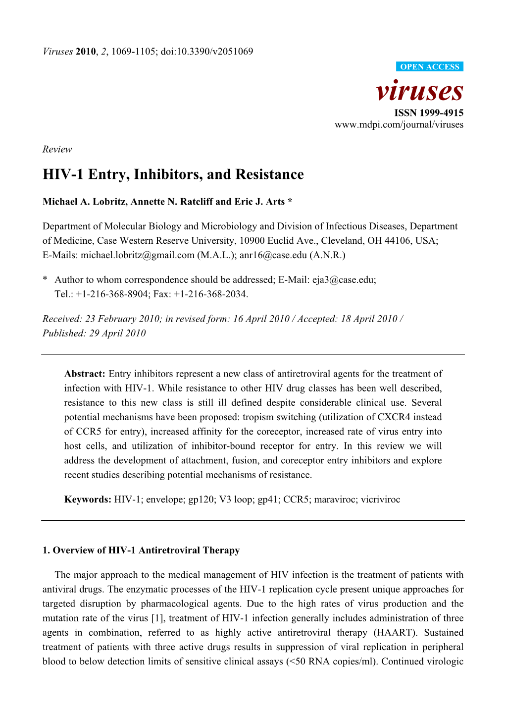 HIV-1 Entry, Inhibitors, and Resistance