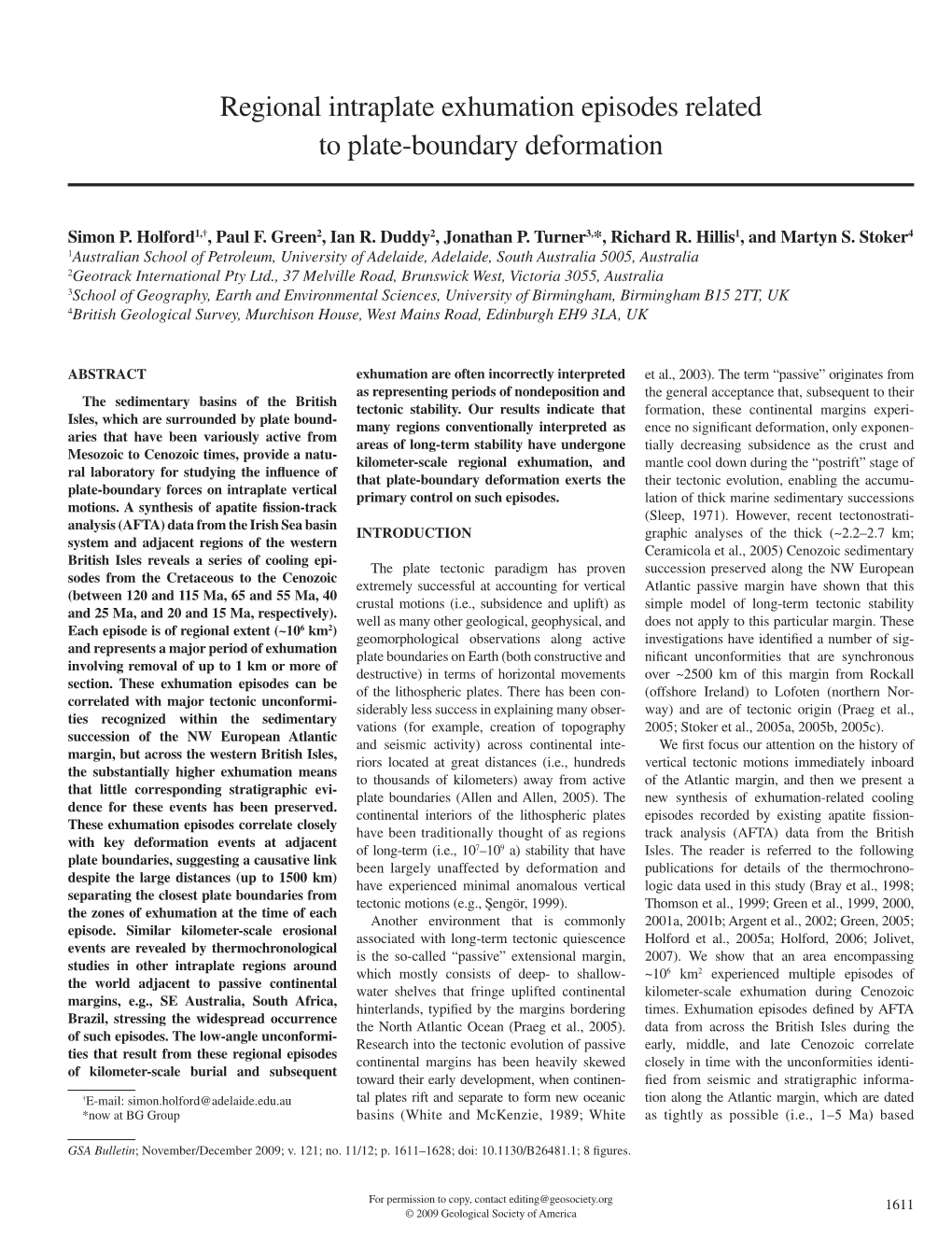 Regional Intraplate Exhumation Episodes Related to Plate-Boundary Deformation