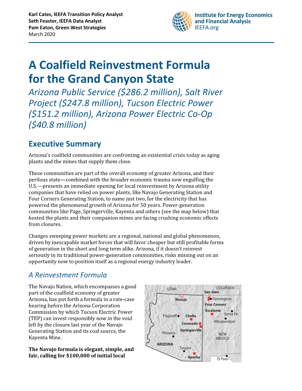 A Coalfield Reinvestment Formula for the Grand Canyon State