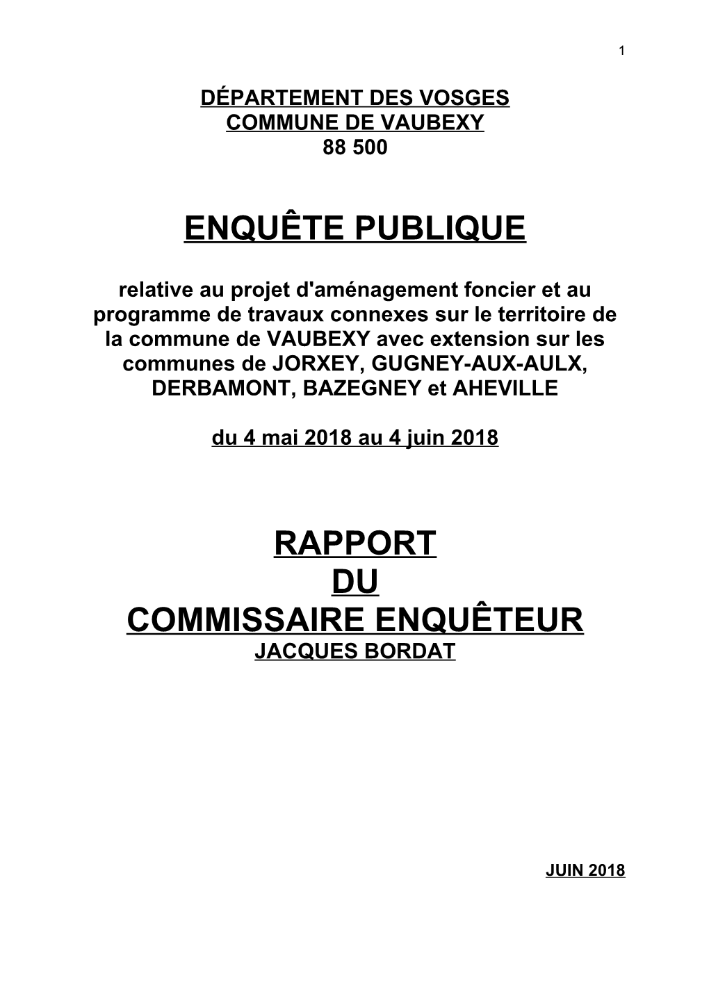 Enquête Publique Rapport Du Commissaire Enquêteur