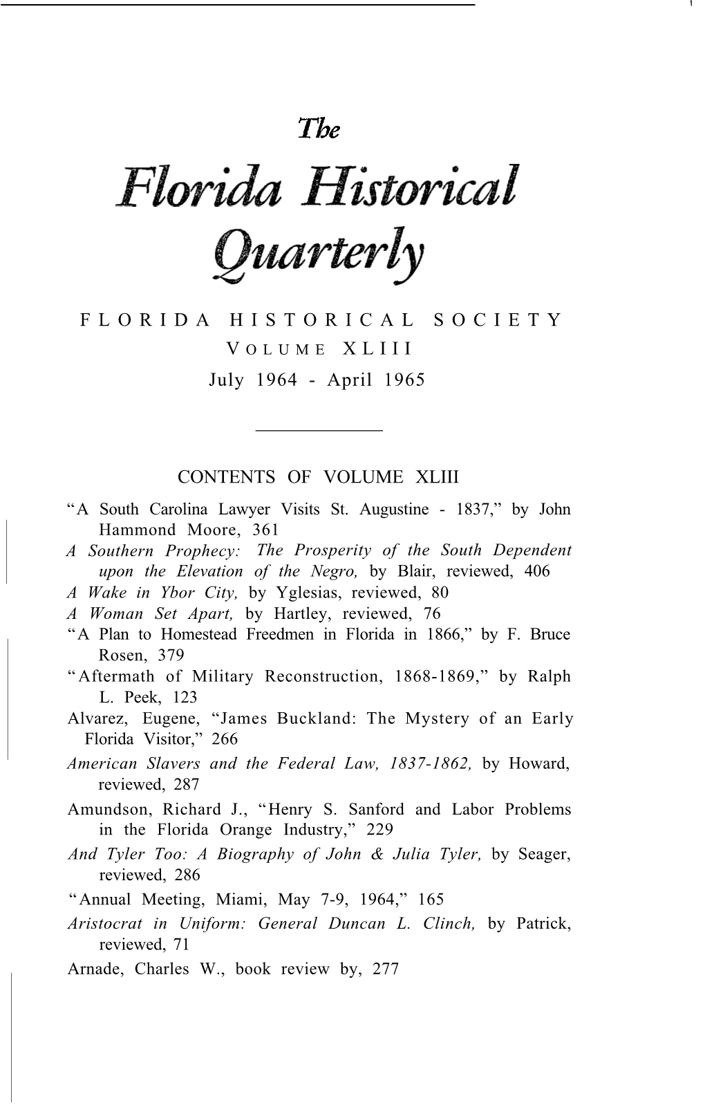 Florida Historical Quarterly