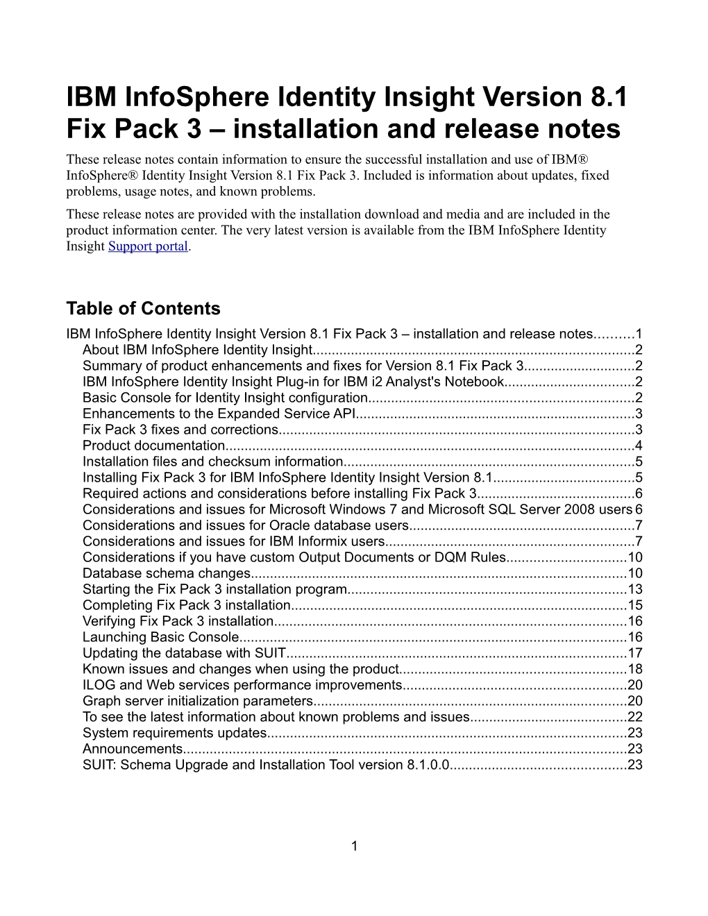 IBM Infosphere Identity Insight Version 8.1 Fix Pack 3 – Installation