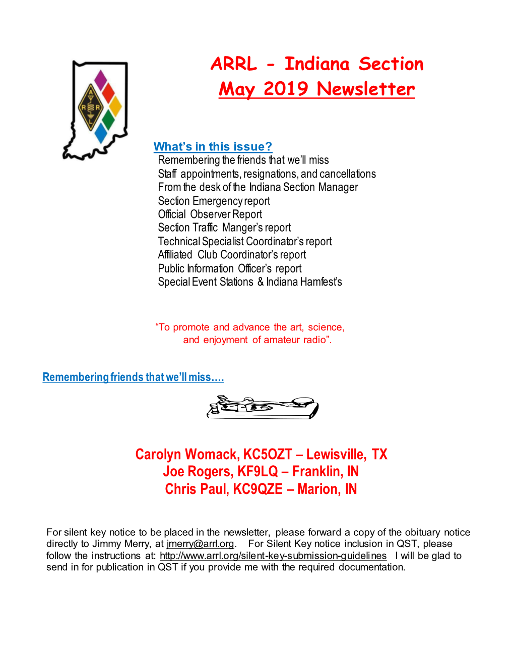 Indiana Section May 2019 Newsletter