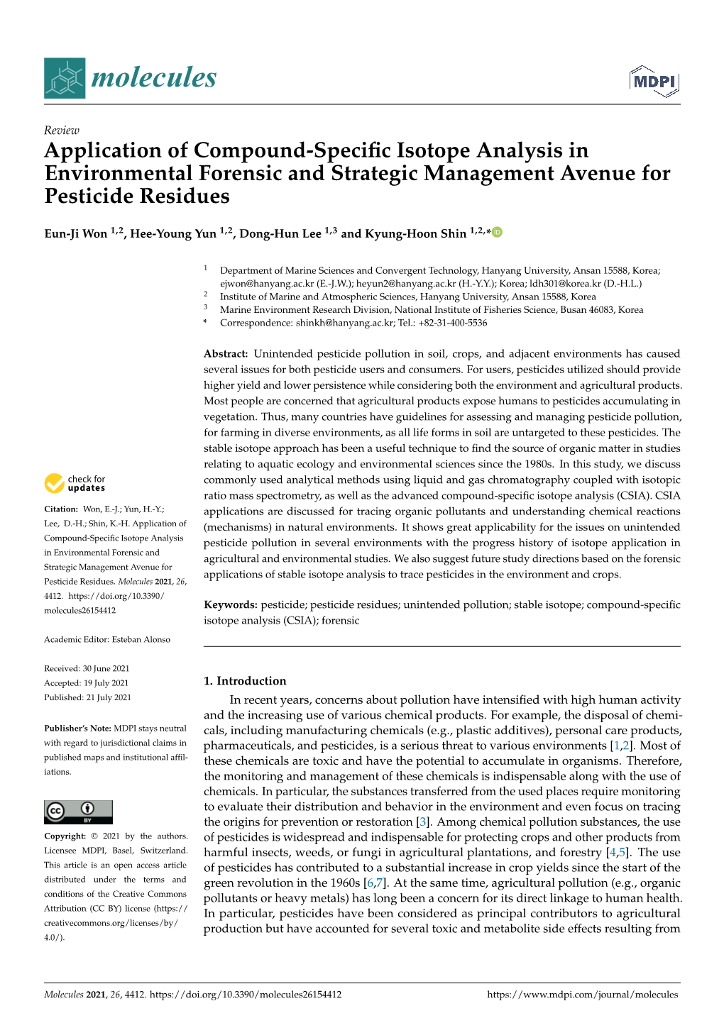 Application of Compound-Specific Isotope Analysis in Environmental