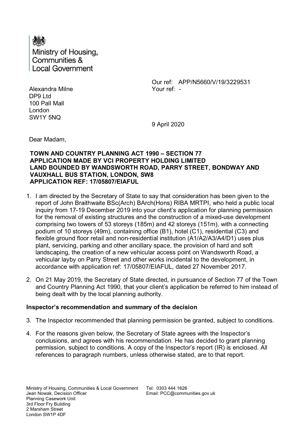 Land Bounded by Wandsworth Road, Parry Street, Bondway and Vauxhall Bus Station, London, Sw8 Application Ref: 17/05807/Eiaful