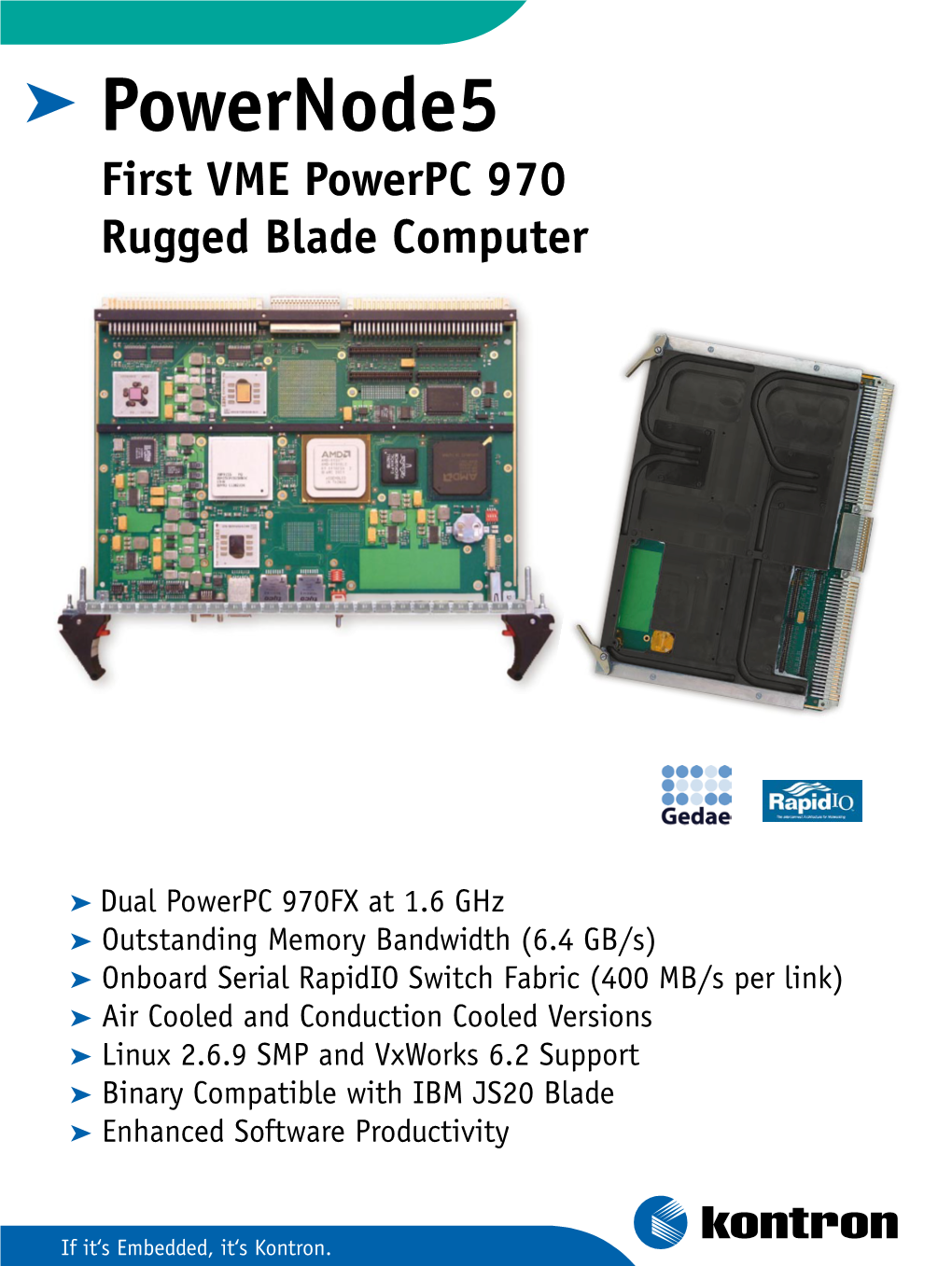 Powernode5 First VME Powerpc 970 Rugged Blade Computer
