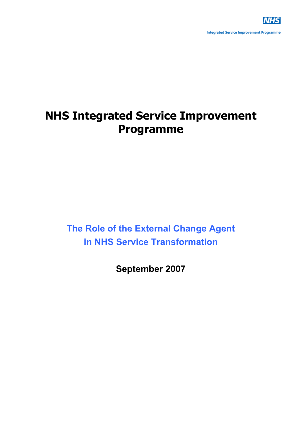 NHS Integrated Service Improvement Programme