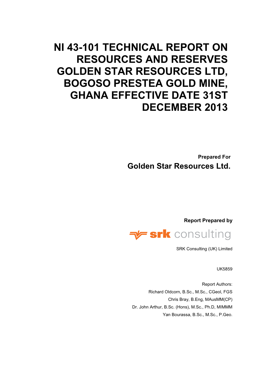 Ni 43-101 Technical Report on Resources and Reserves