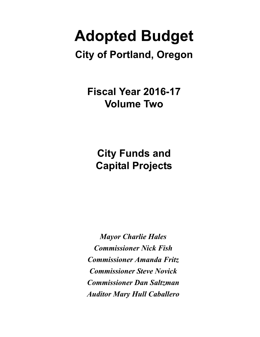 City Funds & Capital Projects (Vol 2).Book