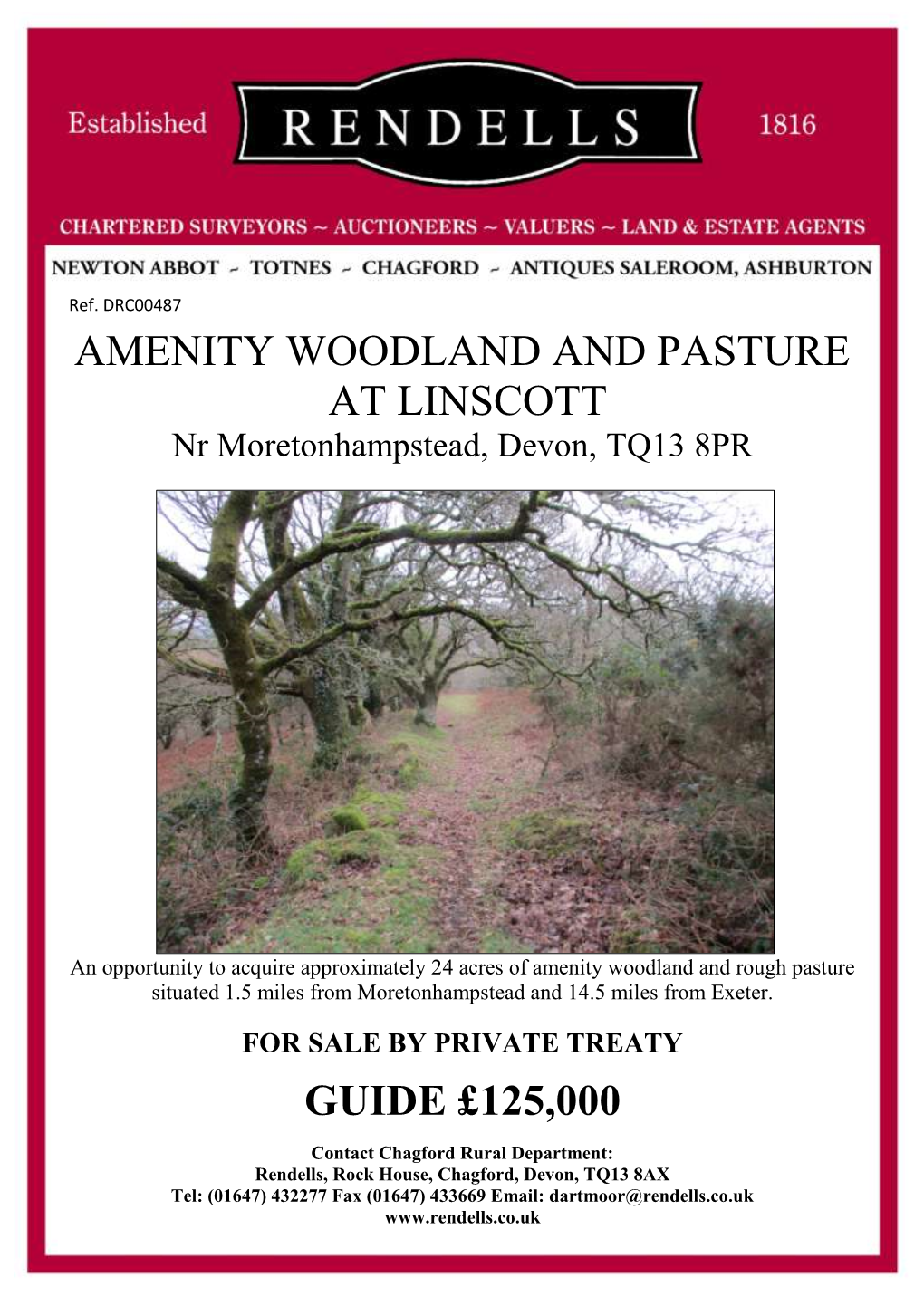 Amenity Woodland and Pasture at Linscott Guide £125,000