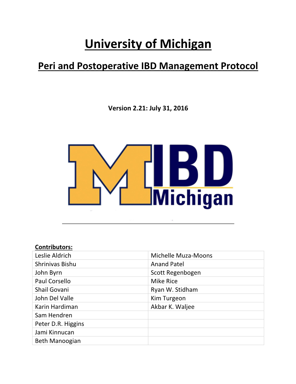 IBD Postop Management Protocol