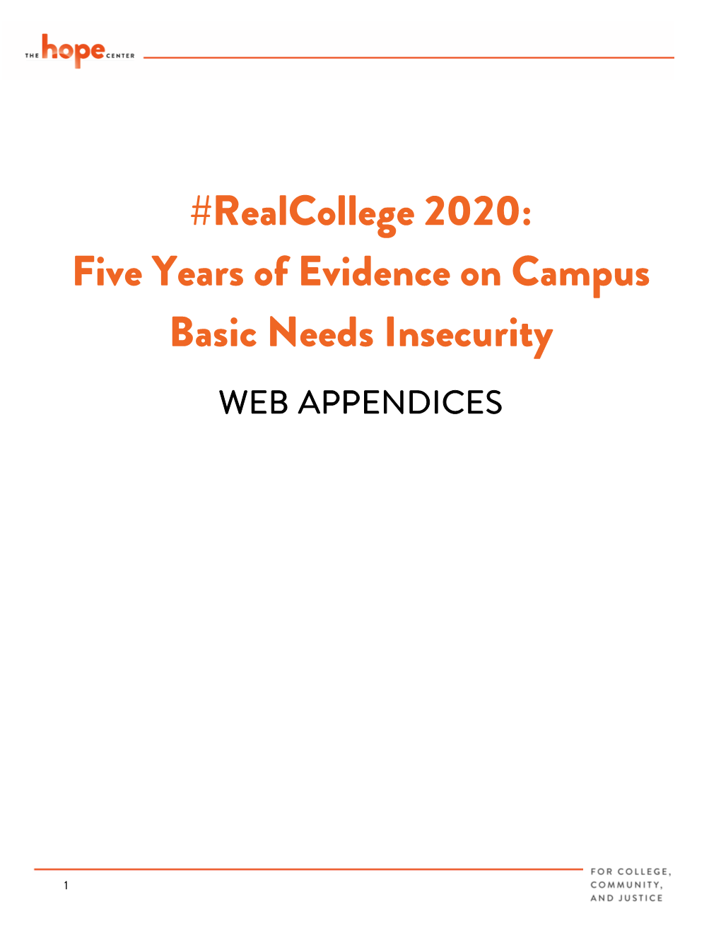 Realcollege 2020: Five Years of Evidence on Campus Basic Needs Insecurity WEB APPENDICES