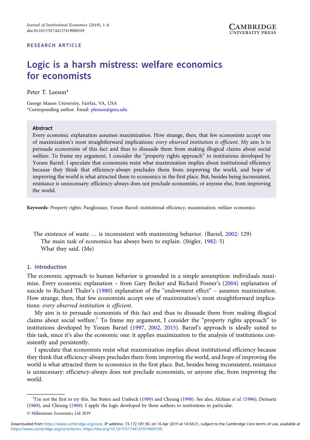 Logic Is a Harsh Mistress: Welfare Economics for Economists