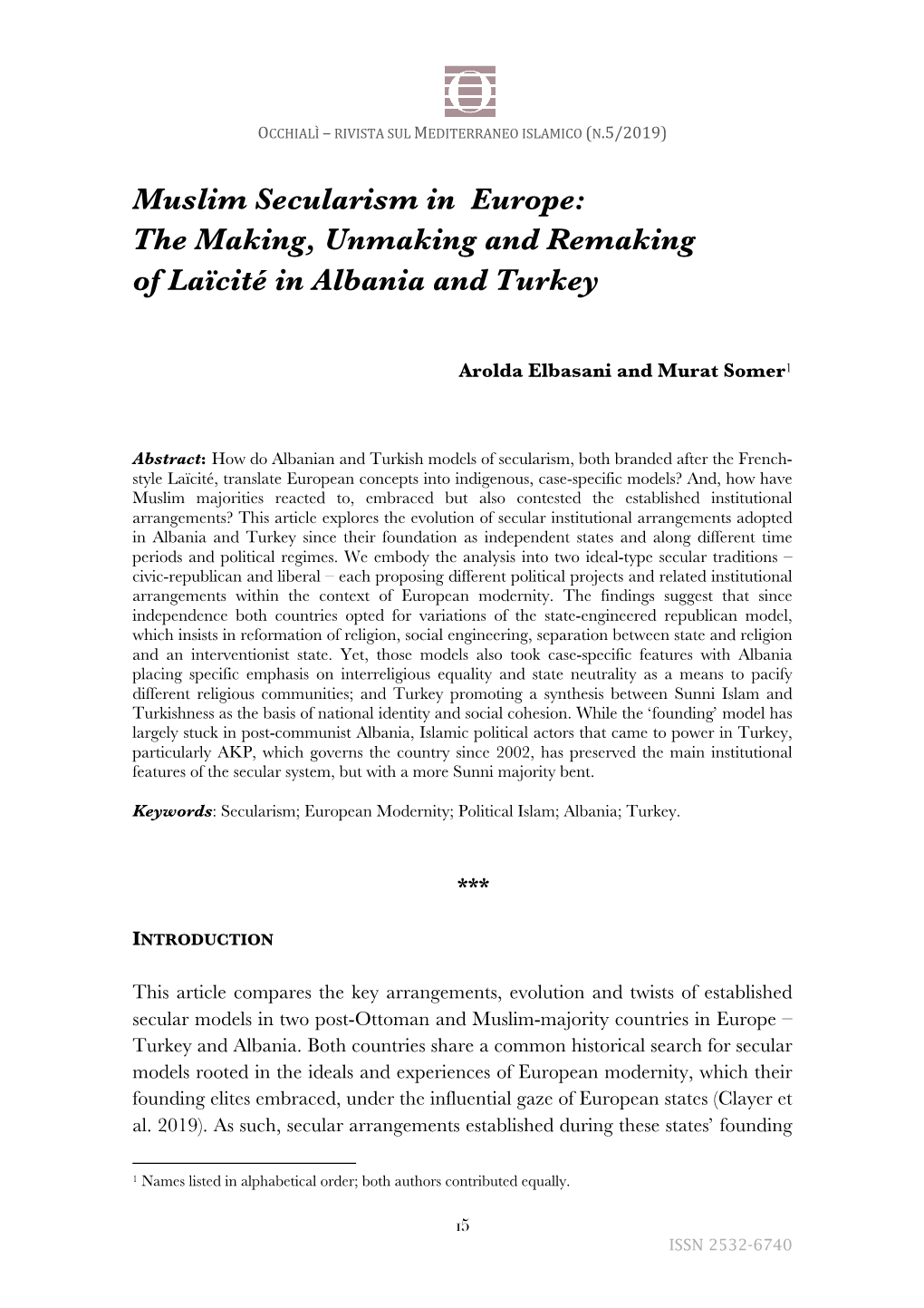 Muslim Secularism in Europe: the Making, Unmaking and Remaking of Laïcité in Albania and Turkey