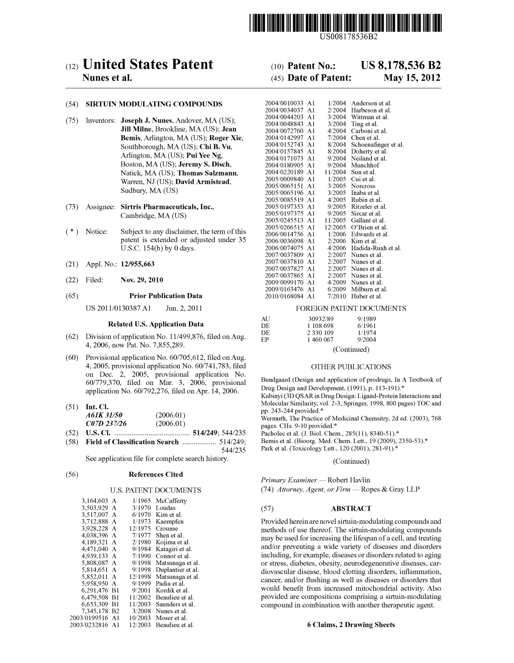 (12) United States Patent (10) Patent No.: US 8,178,536 B2