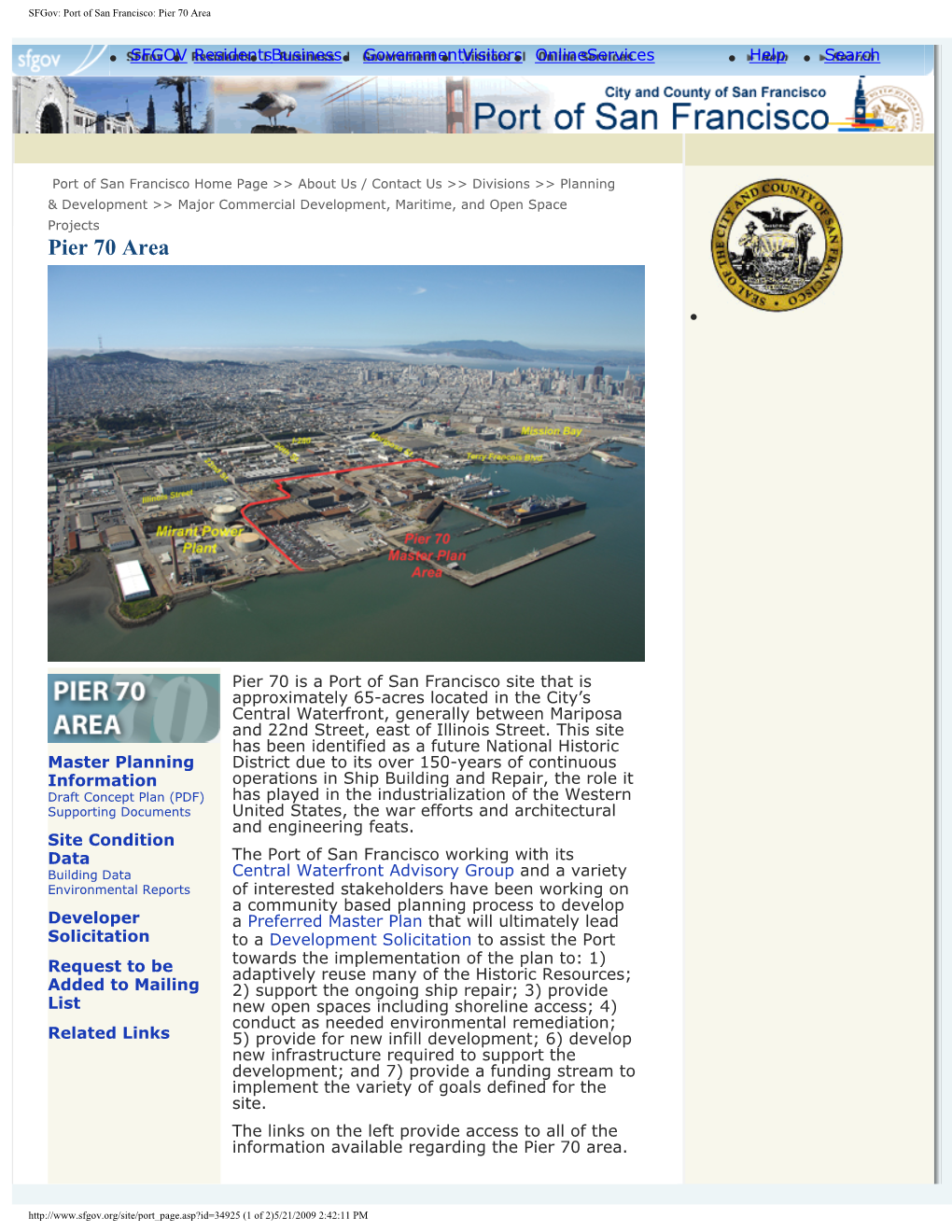 Sfgov: Port of San Francisco: Pier 70 Area