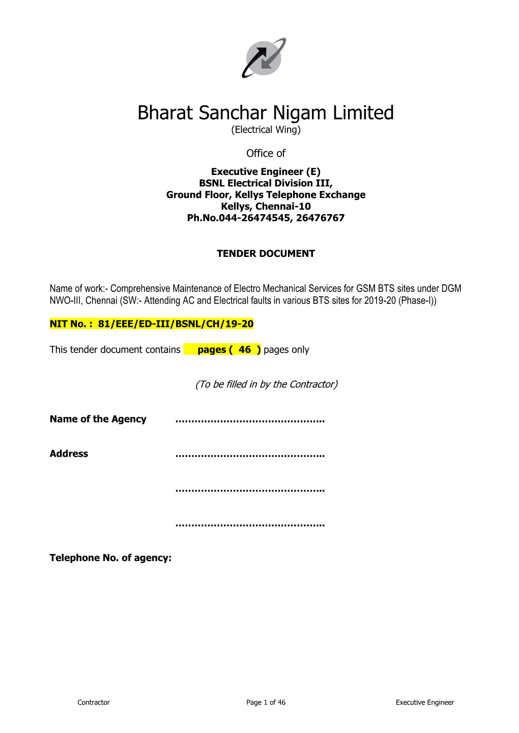 Bharat Sanchar Nigam Limited (Electrical Wing)