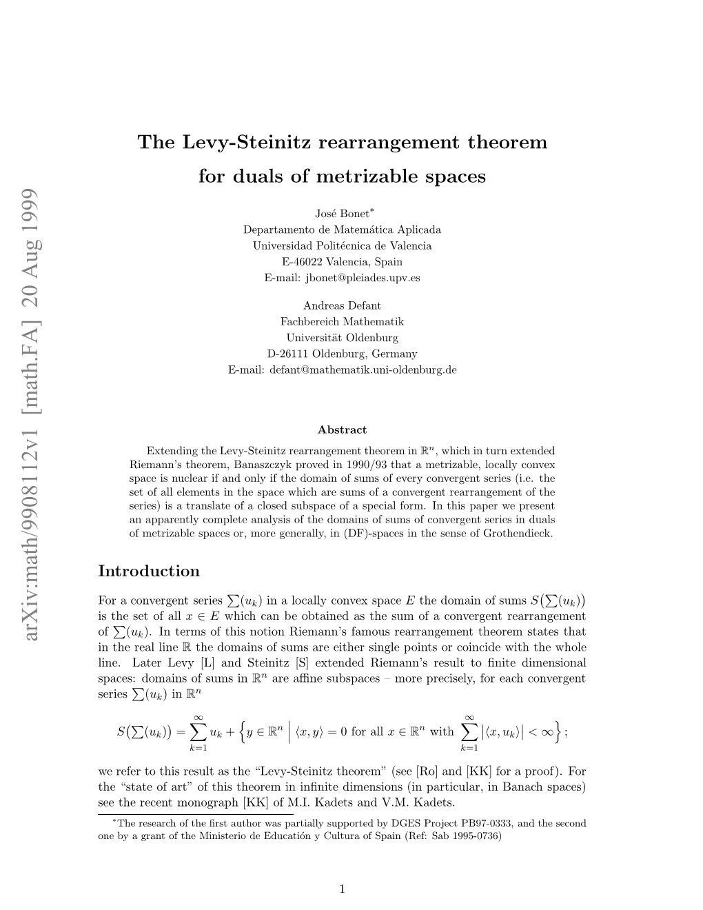 The Levy-Steinitz Rearrangement Theorem for Duals of Metrizable Spaces