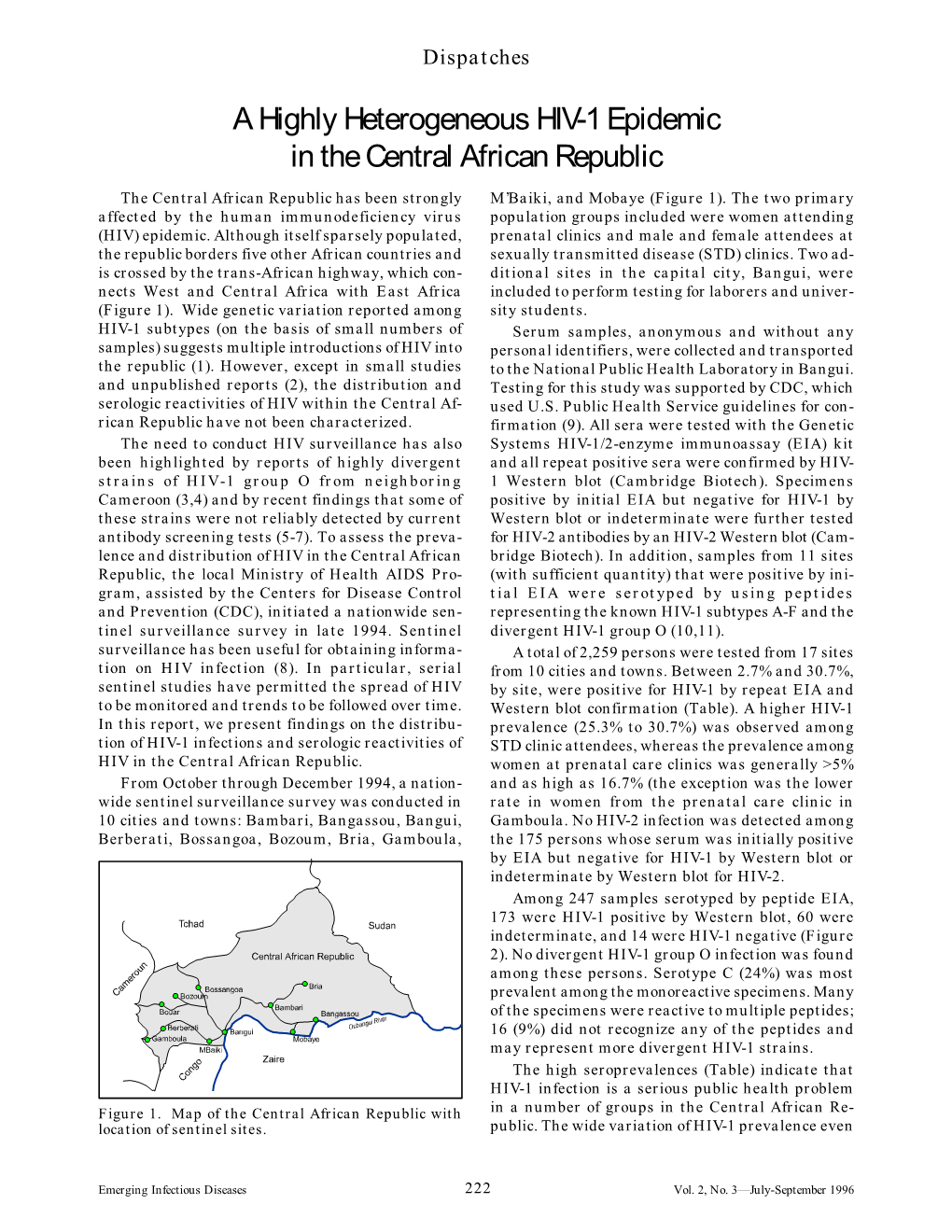 A Highly Heterogeneous HIV-1 Epidemic in the Central African Republic