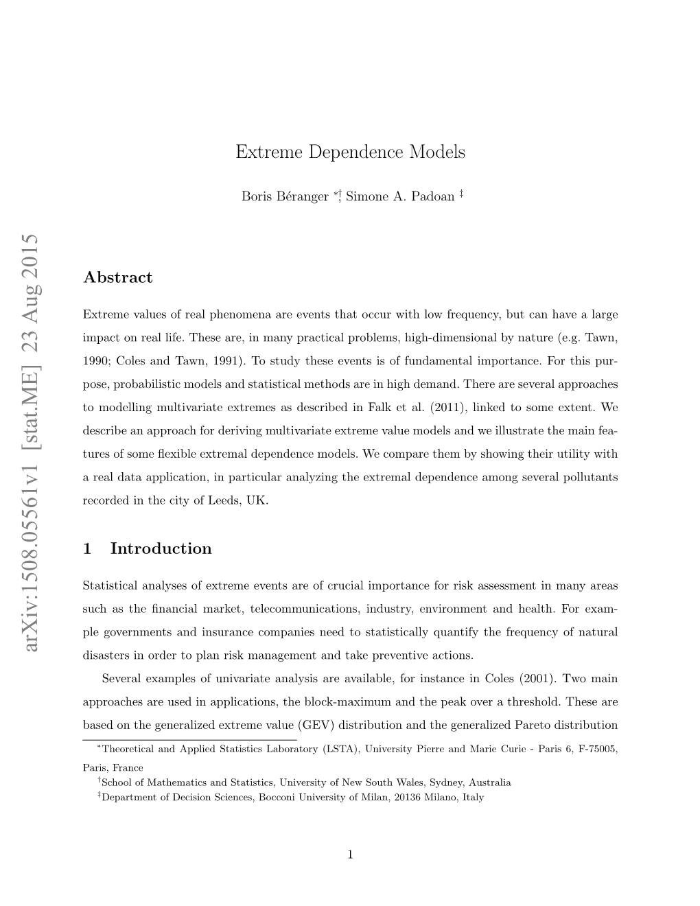 Extreme Dependence Models