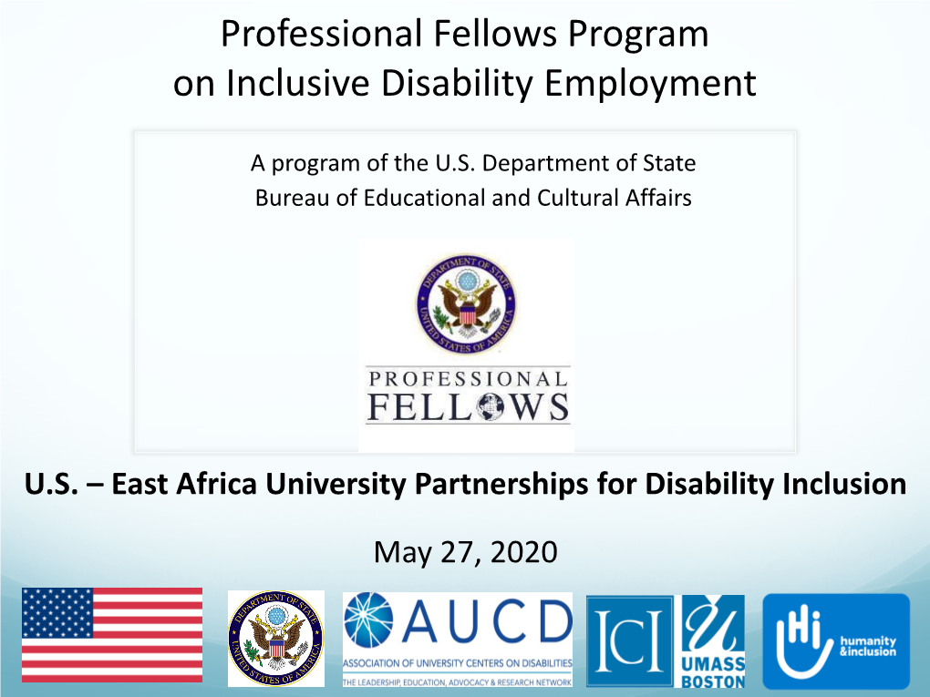 Professional Fellows Program on Inclusive Disability Employment