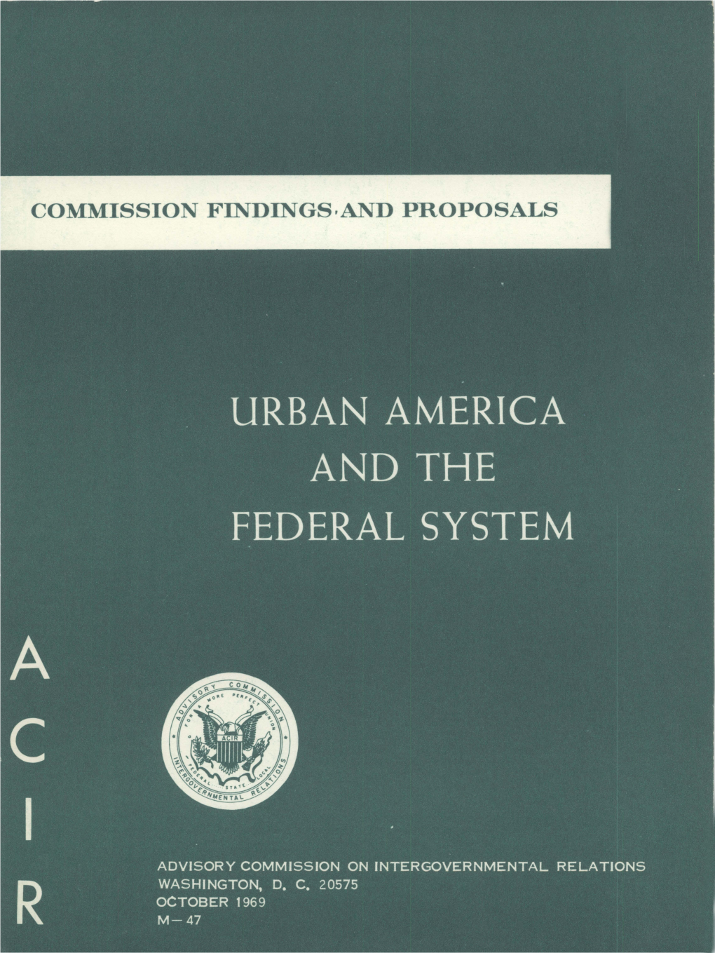 Urban America and the Federal System