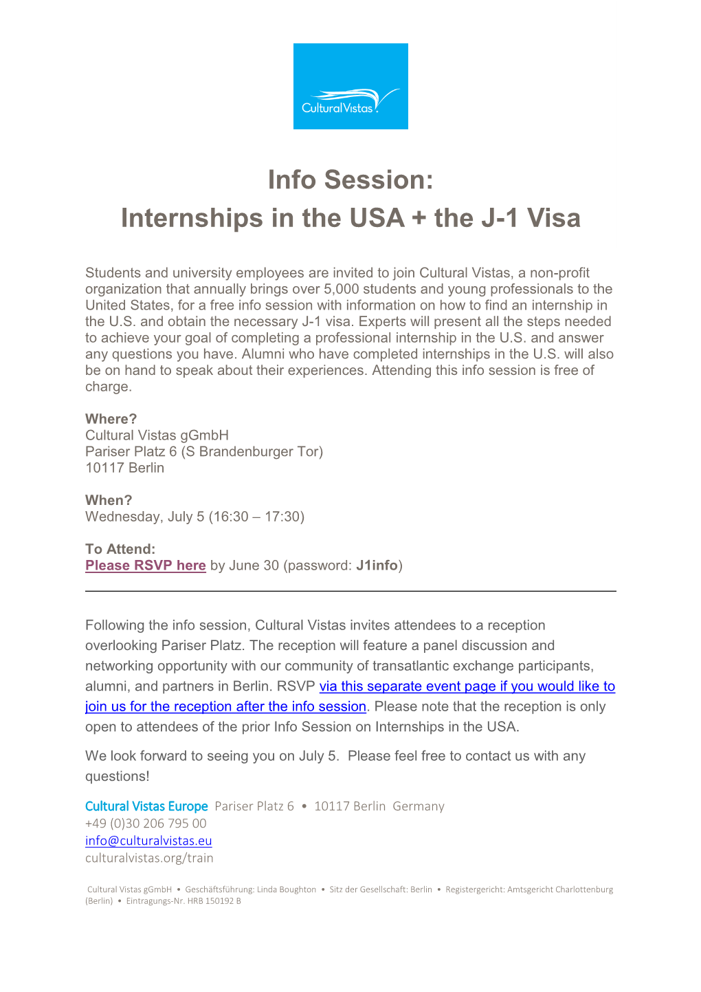 Info Session: Internships in the USA + the J-1 Visa