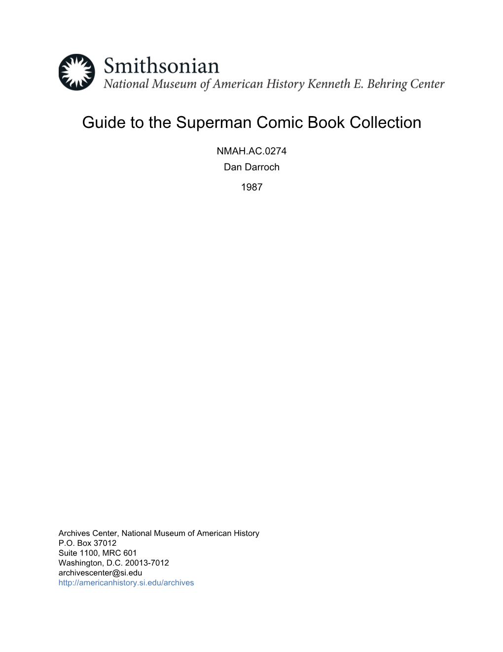 Guide to the Superman Comic Book Collection