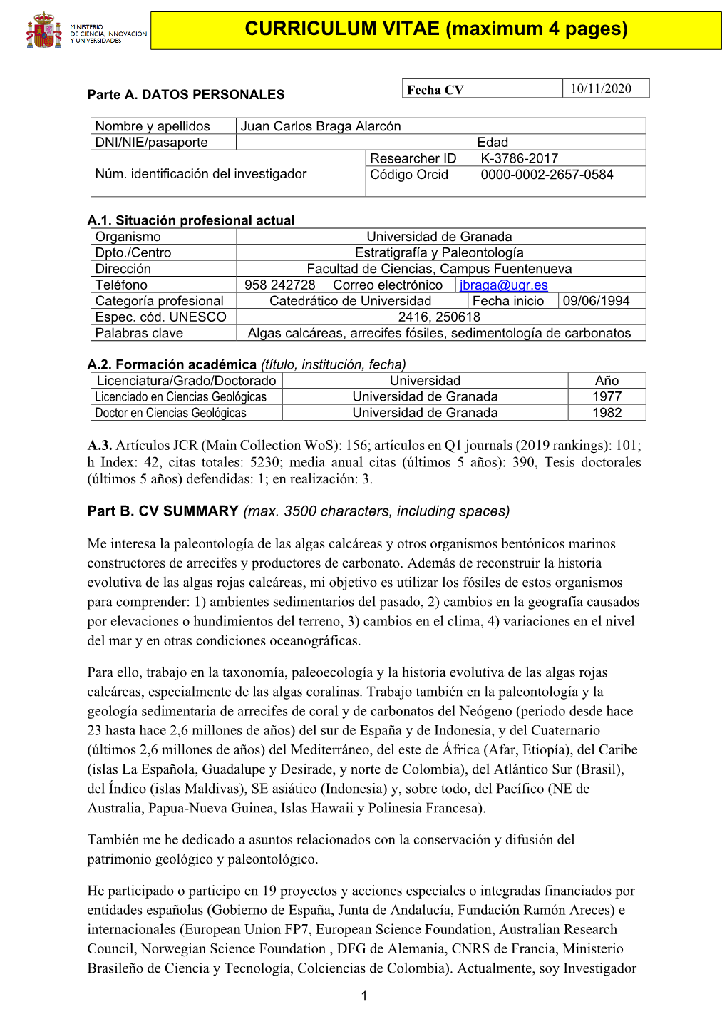 CURRICULUM VITAE (Maximum 4 Pages)