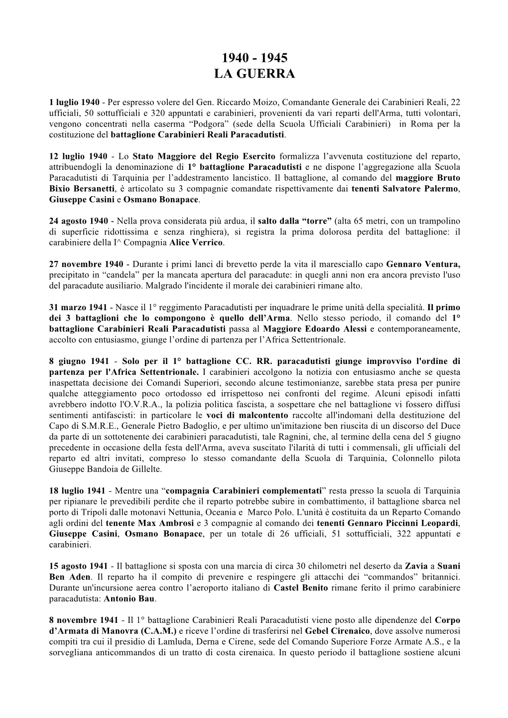 Storia Dei Carabinieri Paracadutisti E Del Tuscania