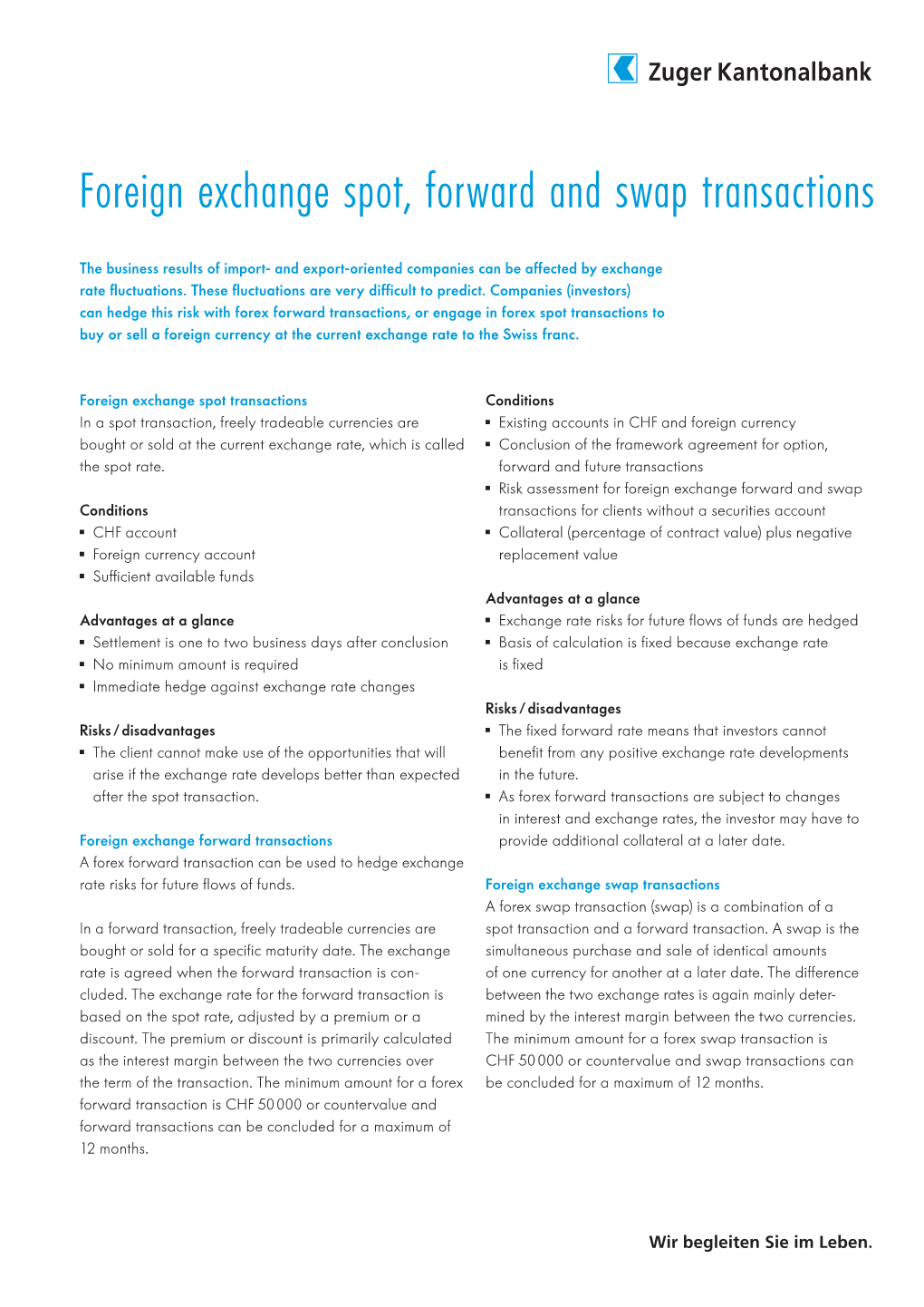 Foreign Exchange Spot, Forward and Swap Transactions