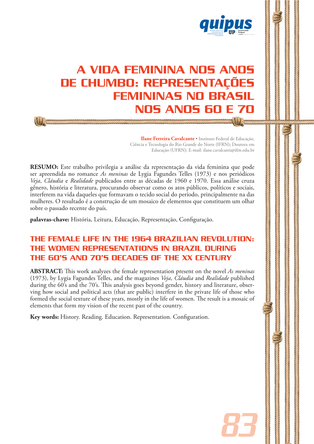 A Vida Feminina Nos Anos De Chumbo: Representações Femininas No Brasil Nos Anos 60 E 70