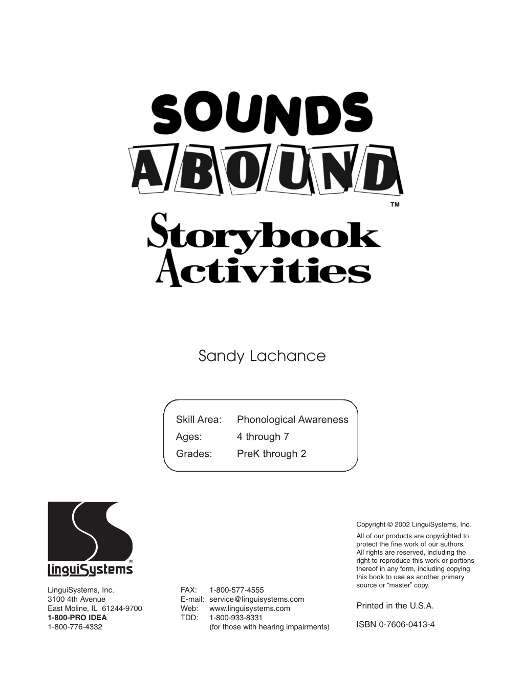 Sounds Abound Storybook Activities.Qxd