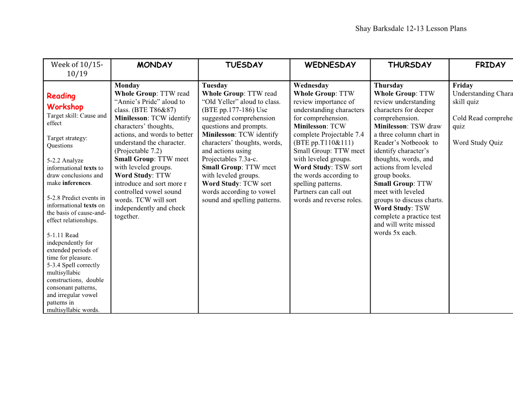 Shay Barksdale 12-13 Lesson Plans