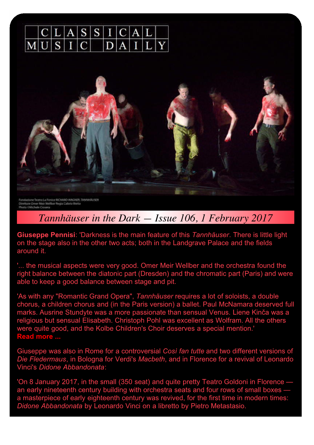 Tannhäuser in the Dark — Issue 106, 1 February 2017