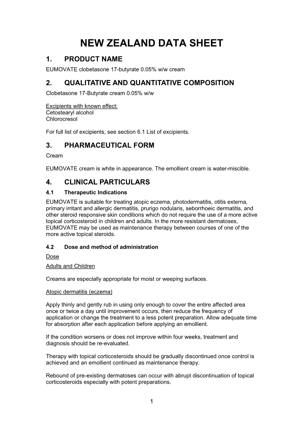 New Zealand Data Sheet 1