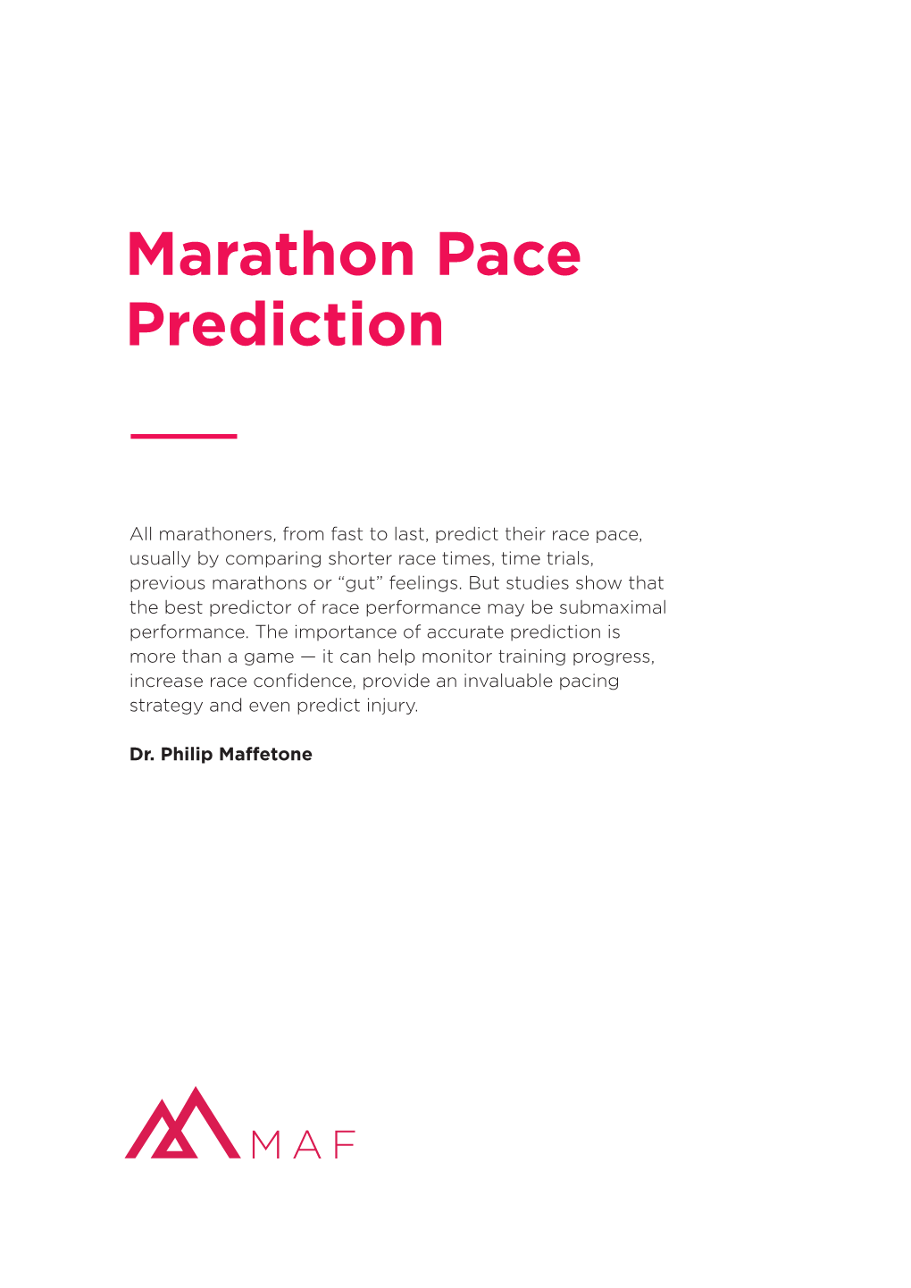 Marathon Pace Prediction