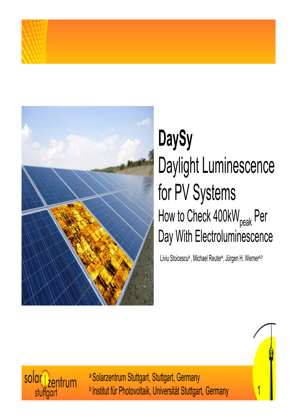 Daylight Luminescence for PV Systems