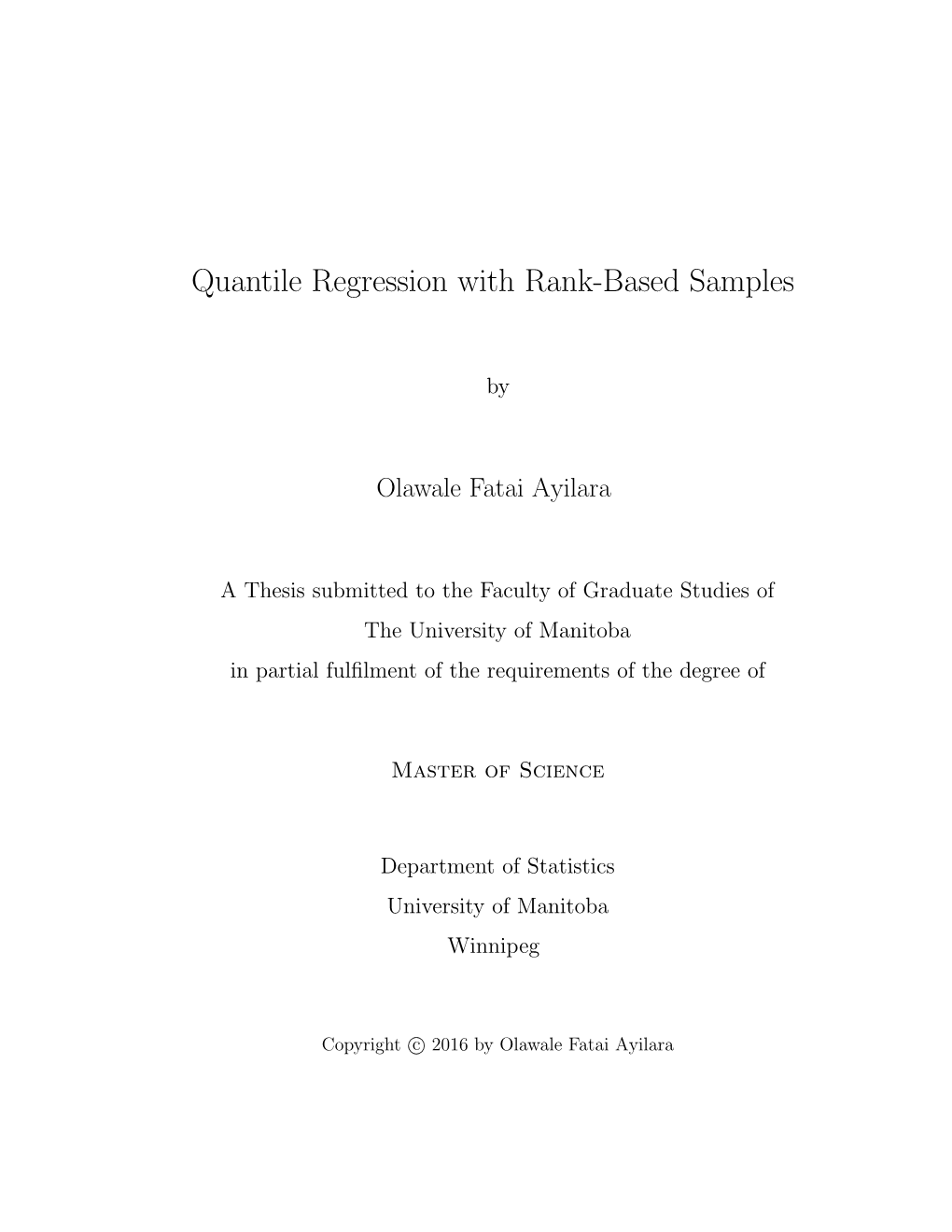 Quantile Regression with Rank-Based Samples