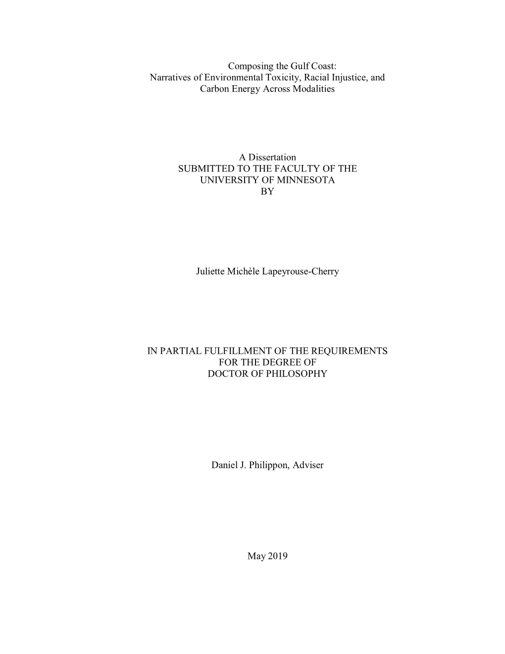 Composing the Gulf Coast: Narratives of Environmental Toxicity, Racial Injustice, and Carbon Energy Across Modalities