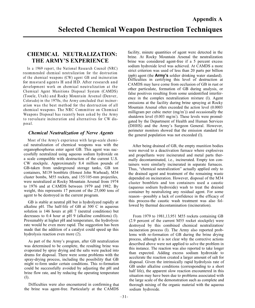 Disposal of Chemical Weapons: Alternative Technologies (Part 6 of 8)