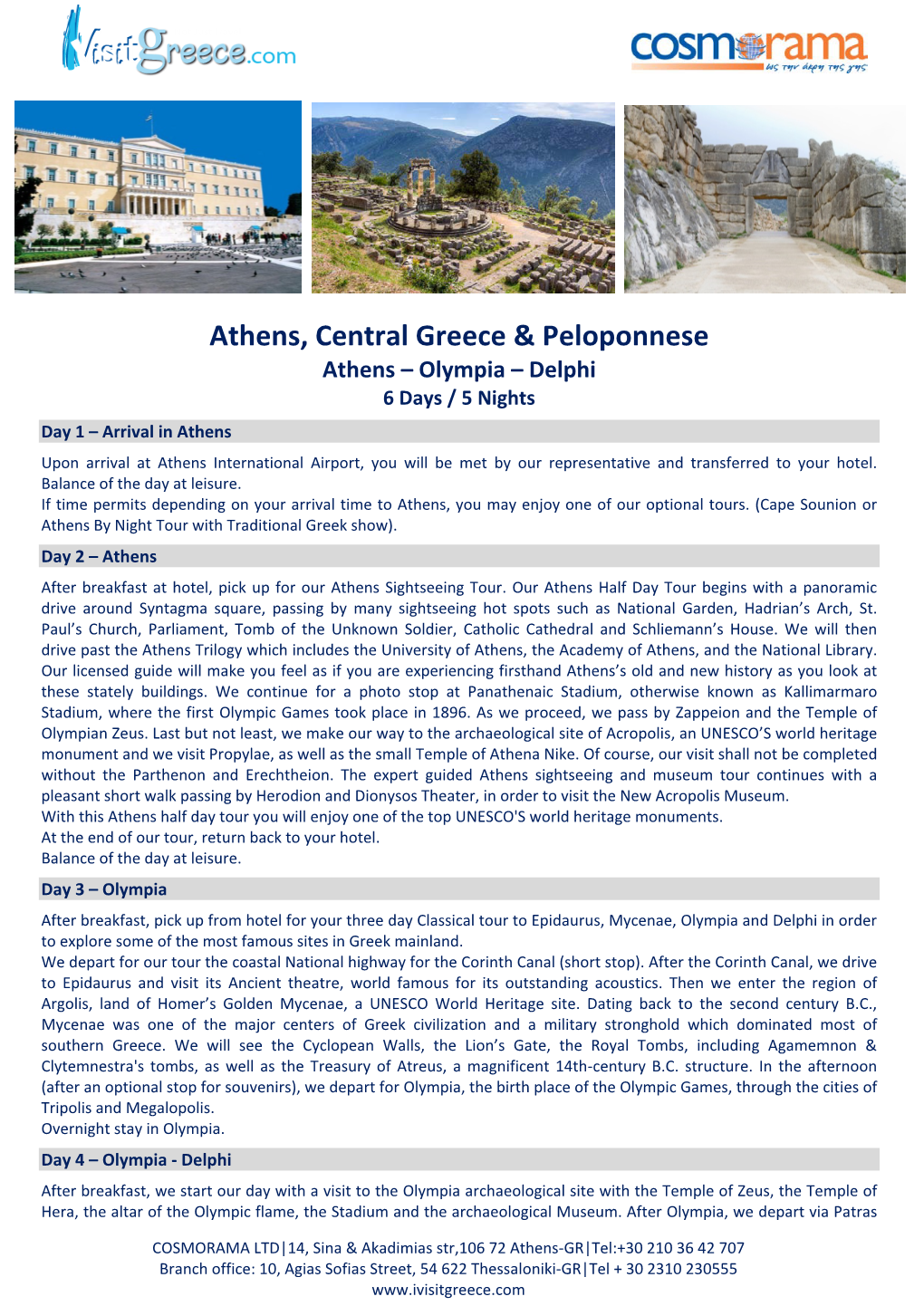 Athens, Central Greece & Peloponnese