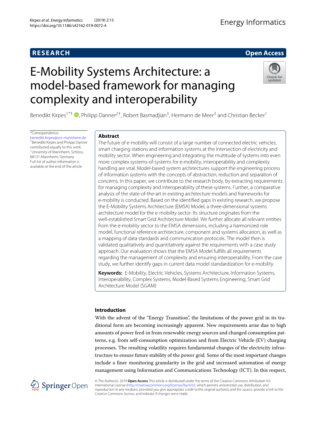 E-Mobility Systems Architecture: a Model-Based Framework for Managing Complexity and Interoperability