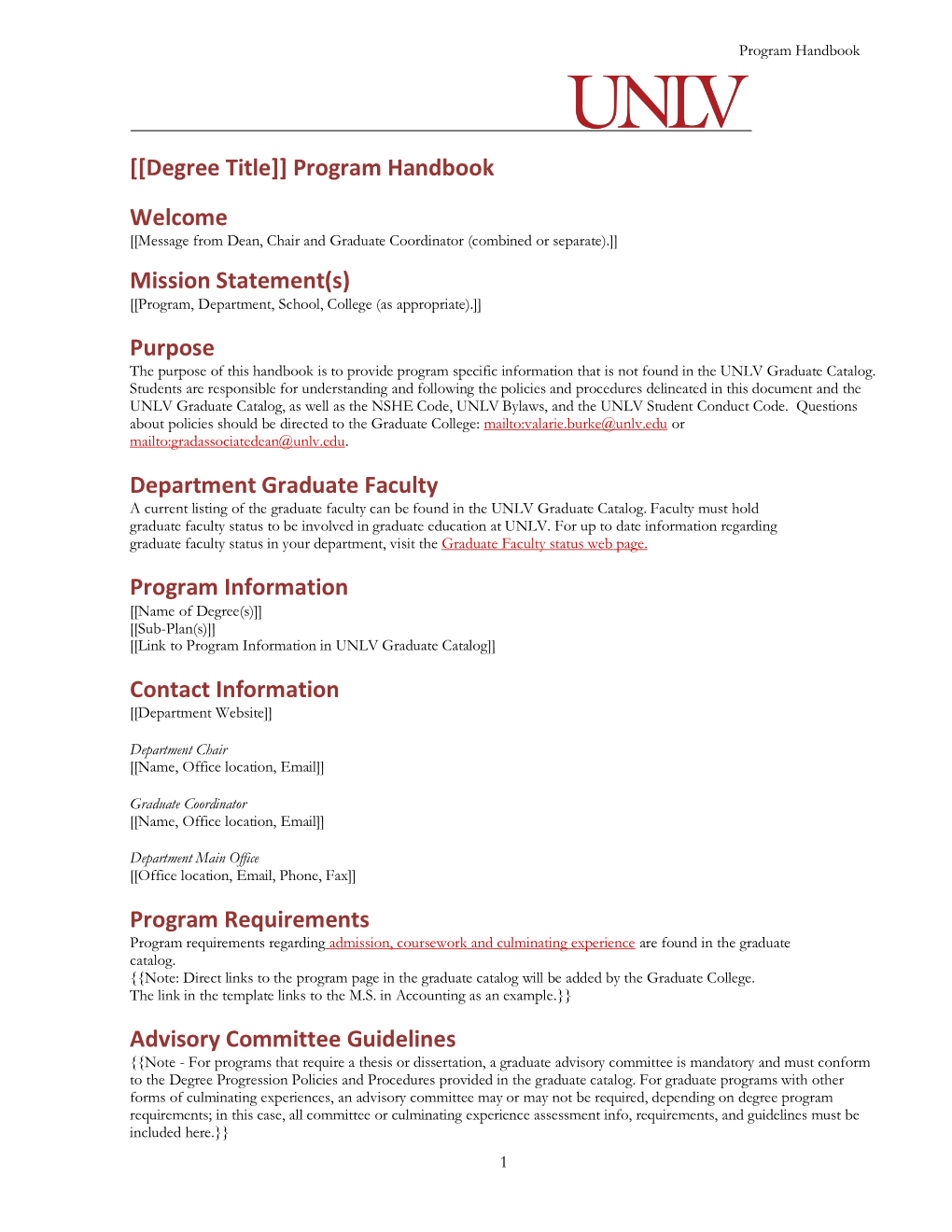 Program Handbook Template