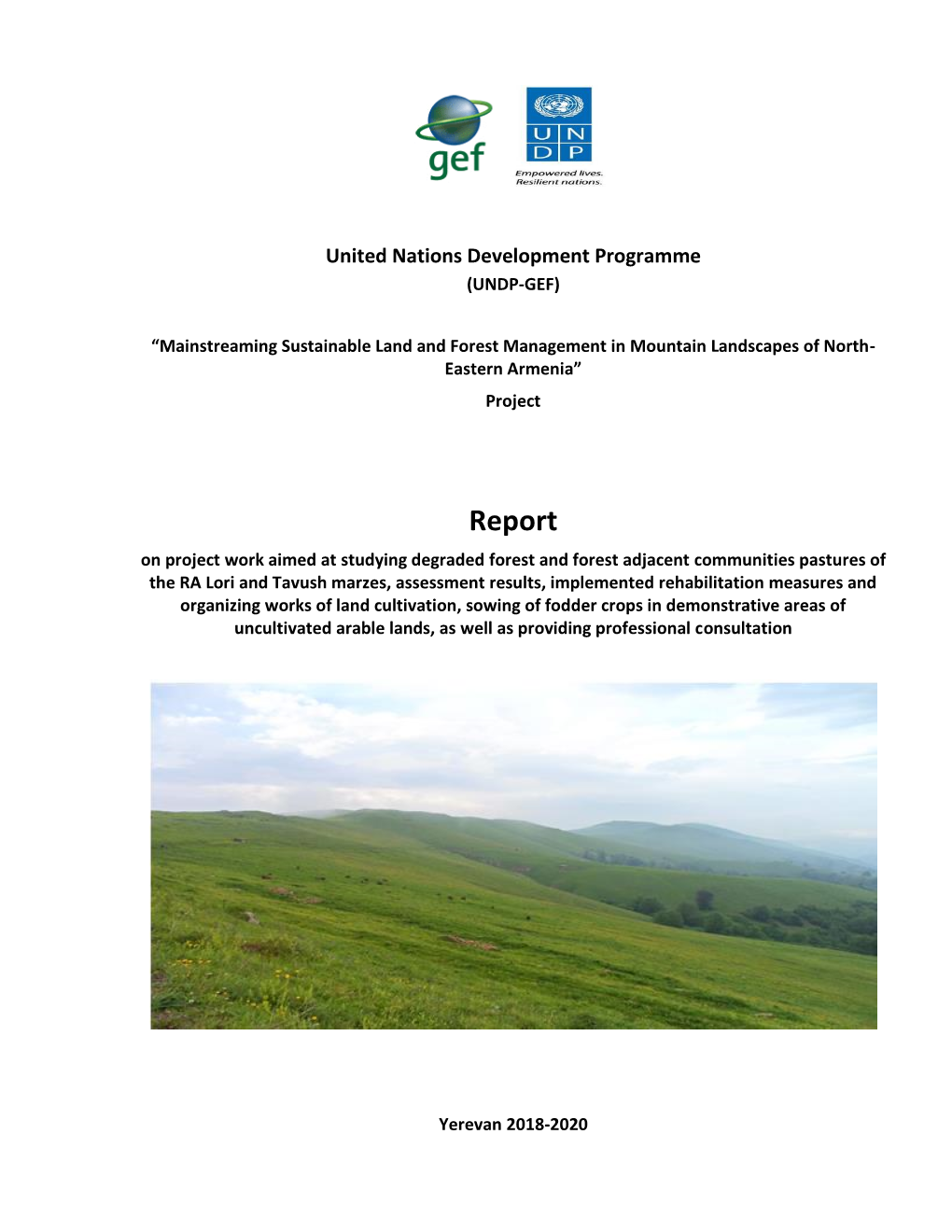 Report on Project Work Aimed at Studying Degraded Forest and Forest Adjacent Communities' Pastures of RA